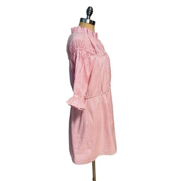Elizabeth Wilson Designs Liesel Pink Stripe Cotton Dress Size Medium - Picture 2 of 5